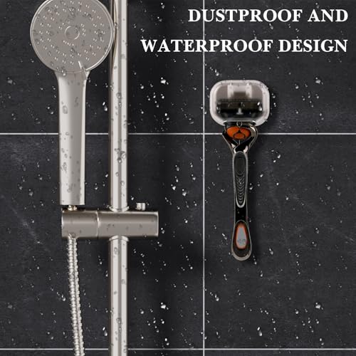 Linkidea 2 Pack Razor Holder, Waterproof Shaver Holder for Shower, Compatible with Gillette Fusion 5, Labs with Exfoliating Bar, Dorco Pace 6 Pro, Harry's 5 Blade (White)
