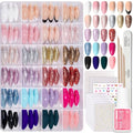 Beetles Press on Nails Kit 720Pcs 24 Colors, Short Almond Press on Nails Glossy Matte Glitter With Nail Glue & Nail Tabs Stickers, Natural Fit Lightweight Fake Nails Kit Art For Women Girls