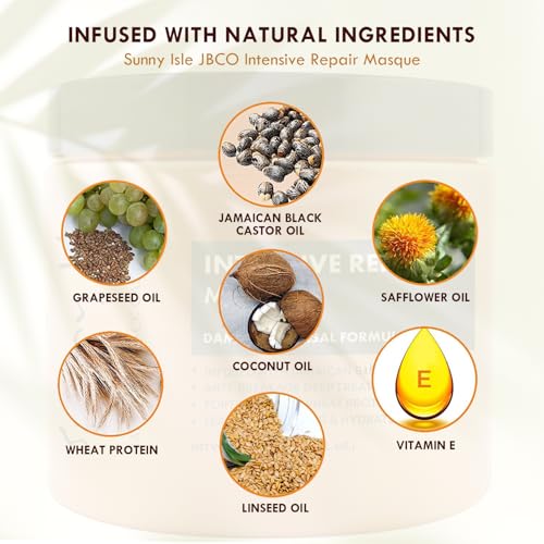 Sunny Isle Jamaican Castor Oil Intensive Repair Masque, Black, Coconut, 16 Fl Oz