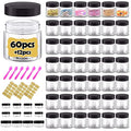 2 oz Plastic Containers with Lids 60pcs Plastic Jars with Lids + 3/5/10 Gram 12pcs Sample Containers Travel Jar? Great for Lip Scrub,Body Butters,Cream,Lotion Labels & Spatulas (72 Pack)