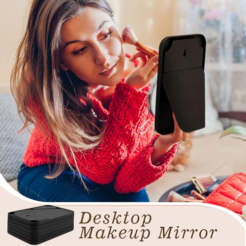 12 Pack Desktop Makeup Mirror Bulk 90¡Æ Adjustable Portable 8" Vanity Table Mirror with Stand, Folding Travel for Makeup Party Spa Party, Women, Cosmetics Personal Beauty (Black)
