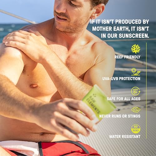 Raw Elements Face and Body Mineral Sunscreen SPF 30 Tube, Organic Sunblock Daily Protection, Non Toxic Reef Safe, Water Resistant, Cruelty Free, 3 oz (Pack of 1)