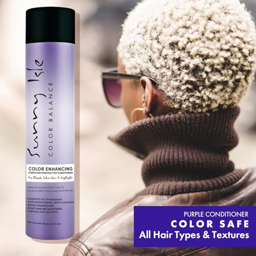 Sunny Isle Purple Reconstructive Conditioner - For Blonde, Silver, Gray Hair, Paraben & Sulfate Free - 10.1oz