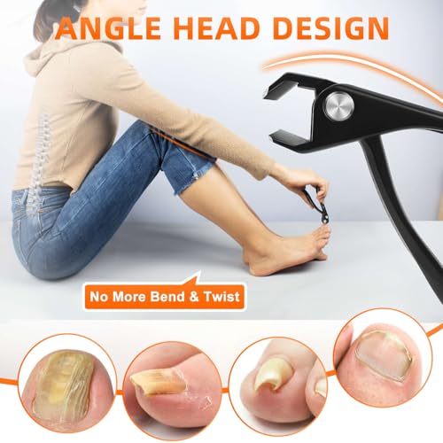 Slanted Toenail Clippers for Seniors Thick Toenails, Angled Head Large Toe Nail Clippers