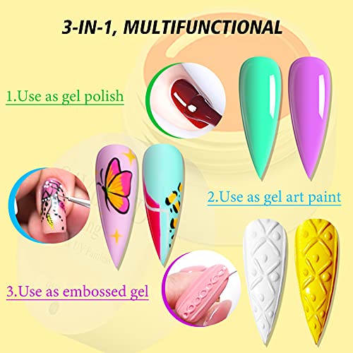 SAVILAND 48 Colors Gel Paint Kit: Solid Nail Art Painting Gel Polish Set with 15pcs Nail Art Brushes for Drawing Painting Home DIY Salon Manicure Supplies Christmas Gift for Women