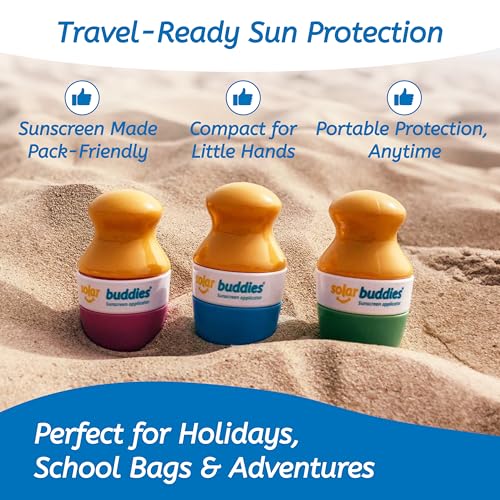 Solar Buddies Sunscreen Applicator - Single Green - Refillable Roll on Sponge Sunscreen, Suncream & Lotion Applicator For Kids, Adults & Families - Holds 3.4fl oz, Perfect Size for Travel
