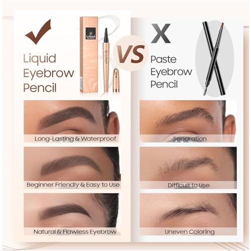 Microblading Eyebrow Pen - Eyebrow Pencils for Women, Long Lasting Waterproof Brow Pencil With Micro-Fork Tip Applicator and Stays on All Day£¬Gift for Women (Dark Brown)
