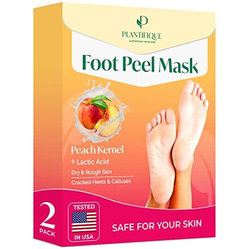 PLANTIFIQUE Foot Peeling Mask - 4 pack Dermatologically Tested to Repair Heels & Remove Dead Skin for Baby Soft Feet - Exfoliating Peel Mask for Cracked Feet