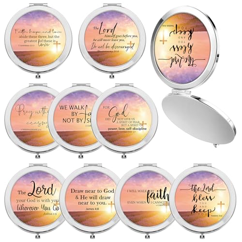 RattanView 9 Pcs Christian Gifts for Women Bible Verse Compact Mirrors Religious Gifts Inspirational Pocket Mirror for Mother Women Friends