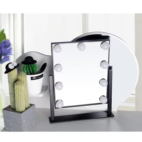 IMEASY Vanity Mirror with Lights£¬Hollywood Lighted Makeup Mirror with 3 Color Modes and 9 Dimmable Diamond LED Light Bulbs Detachable 10X Magnification 360¡Æ Rotation Touch Control (Black)