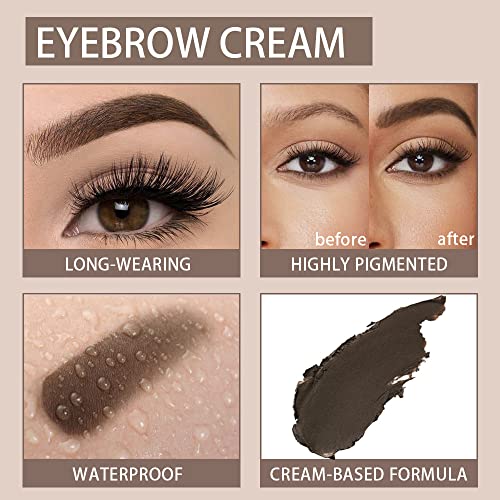 evpct Ebony Eyebrow Powder Pomade Gel Shaper Makeup Kit with Dual-ended Brush, Eyebrow Stencils Kit for Women Shaping, Eye Brow Pomade Stencil Shaper Tinting kits for Women, Long Lasting Waterproof