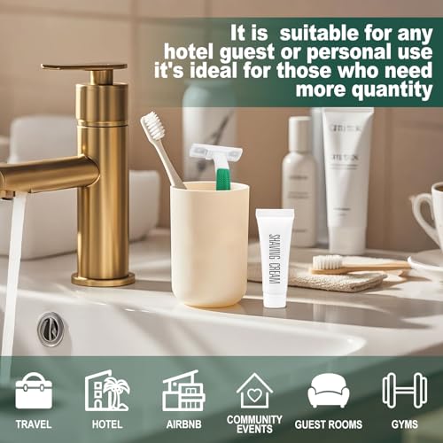 Green Disposable Twin Blade Razors in Bulk, Individually Wrapped with Safety Cap and Shaving Cream (50 Pack) for Homeless, Hotel, Airbnb, Shelter