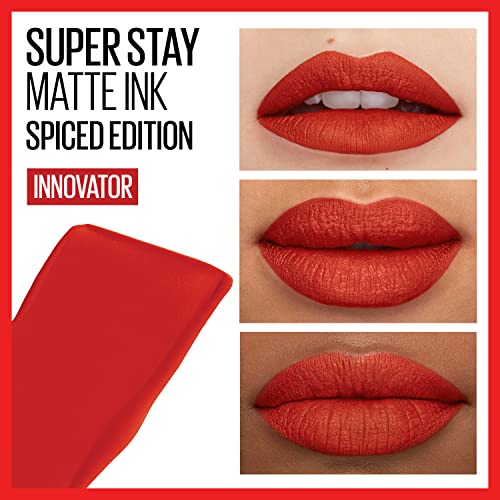MAYBELLINE Super Stay Matte Ink Liquid Lipstick Set with Blue Red Pioneer & Cardinal Red Innovator Shades, Long Lasting 16H Wear