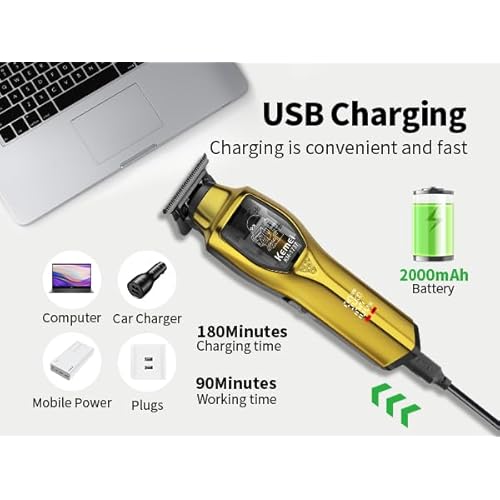 KEMEI Professional Cordless Hair Clipper for Men ? Barber Trimmer, Haircutting Tool, Long-Lasting Battery, USB Charging with LED Display, The Ultimate Grooming Gift for Men