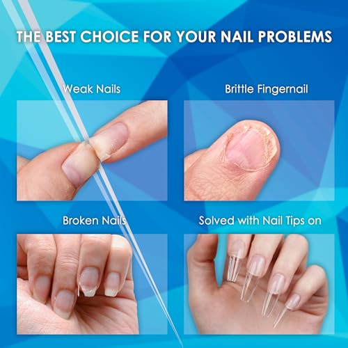 Soft Gel Tips Ultra Clear Pre-Roughened 550 pcs (Medium Almondletto)