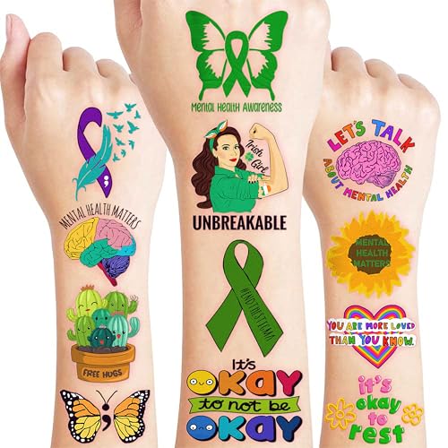 96 PCS Health Inspirational Pre-Cut Temporary Tattoos for Kids Theme Birthday Party Decorations Supplies Favors Decor, Cute Motivational Stickers Tattoo Gifts for Women Men Boys Girls Prizes