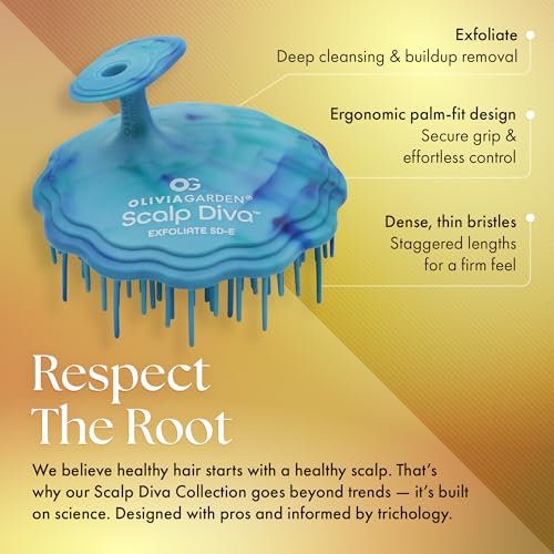 Olivia Garden Scalp Diva Scalp Care Brush - Healthy hair starts with a healthy scalp - Helps with Exfoliating, Cleansing and Massaging - Professional Hair Care Tool for All Lengths - Snag-Free Design