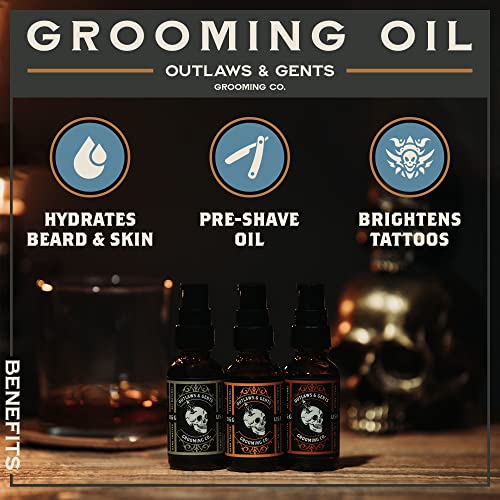 Outlaws & Gents Grooming Co. Clove and Orange Grooming Oil - All-Natural Beard and Hair Oil for Men - Moisturizes and Softens Hair, Reduces Itchiness and Flakiness