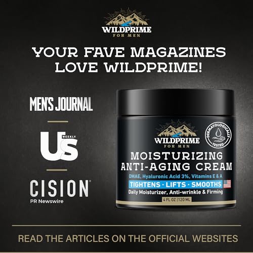 Men's Face Moisturizer Cream - Anti Aging & Wrinkle - Men's Shave Lotion - Made in USA - Collagen, Hyaluronic Acid, Vitamins E & A, Avocado Oil - Age Facial Skin Care, Day & Night Moisturizing, 4 oz