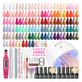 PEACECOLOR 53PC Gel Nail Polish Kit with U V Light and Drill 35 Colors Soak Off Gel Polish with Matte Glitter Glossy Top Base Coat Art Manicure Complete Nail Polish Kit Gifts for Women