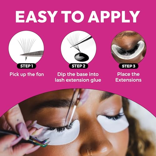 Eyesy Lash 500 Promade Fans - Volume Premade Lash Fans for Eyelash Extensions Pointy Base Handmade Loose Pre Made Eyelashes Middle Stem Soft and Lightweight (10D 0.07 C 12mm)