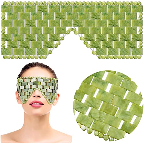SATINIOR Jade Stone Eye Mask Hot or Cold Using Jade Mask Green Facial Sleeping Relief Eye Cover for Women Men Soothing, Cooling and Relieving