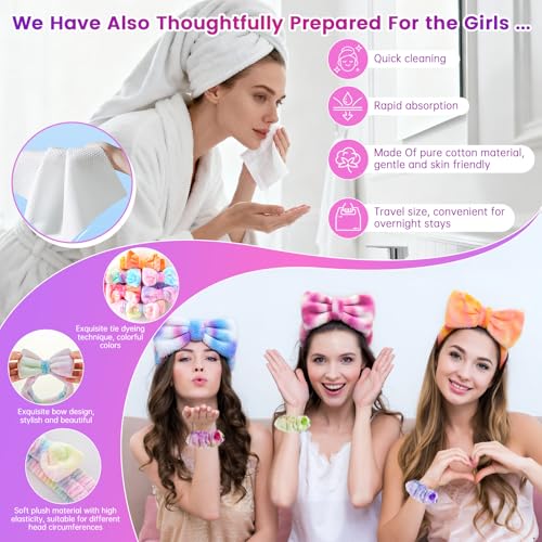 160 PCS Spa Party Supplies For Girls, Kids & Family, Include Face, Eye, Lip & Foot Care, Sleepover Birthday Party Favors With Banner, Balloons, Fringe Curtain, Spa Birthday Gift Set For 12 People