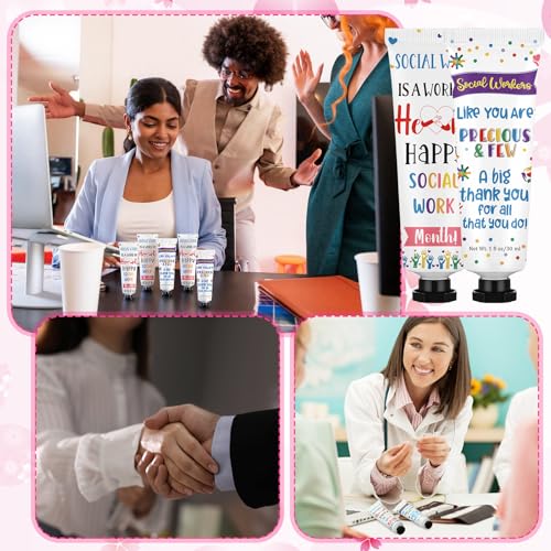 Loopeer 24 Pcs Social Worker Appreciation Gifts Bulk Hand Cream Set Social Work Month Gifts Travel Size Double Sided Hand Lotion for Women Men Dry Cracked Hands
