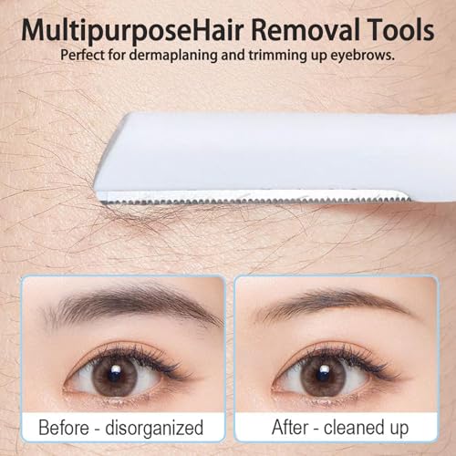 Dermaplane Razor for Women Face, 10 Pack Professional Facial Hair Removal & Dermaplaning Tool for Peach Fuzz, Eyebrow Shaping and Gentle Exfoliation (White)