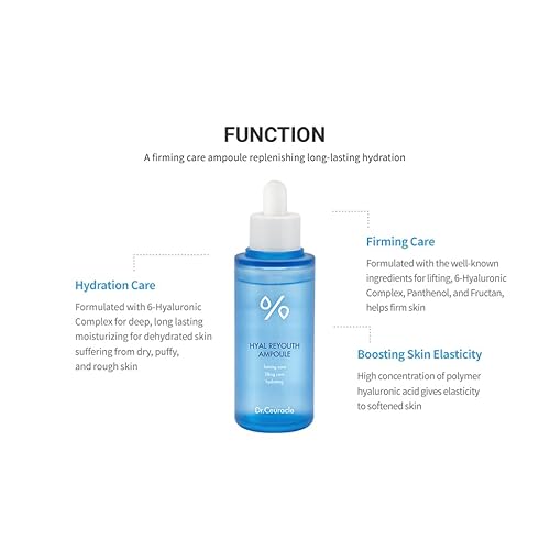 Dr.Ceuracle Hyal Reyouth Ampoule 1.69 Fluid Ounce, Revitalizing Moisturizing for Weak and Exhausted Skin Hyaluronic Acid Complex Highly Concentrated Ampoule