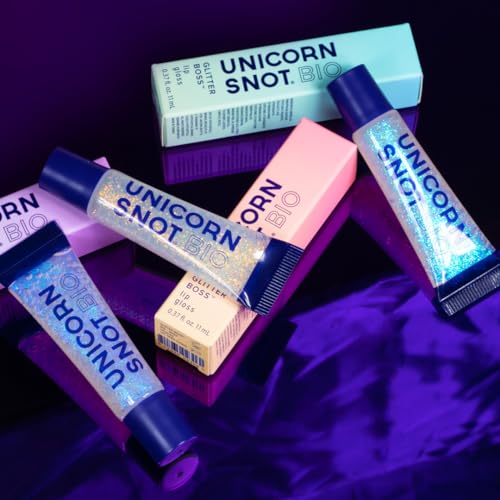 UNICORN SNOT Plant-Based Glitter Lip Gloss Gift Set - Sparkly & Shimmer Lips | Holographic Lip Gloss | Vegan & Cruelty Free 0.37fl oz 3-Pack