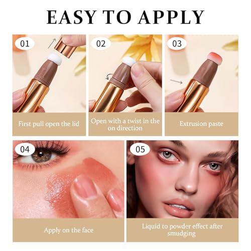 3-IN-1 Liquid Contour Stick, Highlighter & Blush & Contour Stick, Multi-Purpose Contour Makeup, Cream Contour Long Lasting and Waterproof Cosmetic #10 Dusty Pink