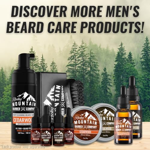 Rocky Mountain Barber Company Men¡¯s Sandalwood Beard Oil Featuring Grapeseed Oil, Coconut Oil, Argan Oil and Real Sandalwood Essential Oil