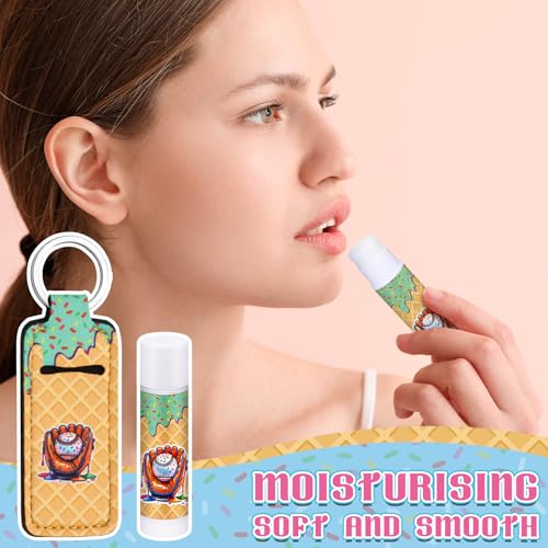 50 Set Ice Cream Drip Baseball Party Favors Gifts Bulk, Baseballs Drip Ice Cream Lip Balms with Lipstick Holder Gifts for Dripping Softball Sports Team Birthday Inspirational for Teen Adults