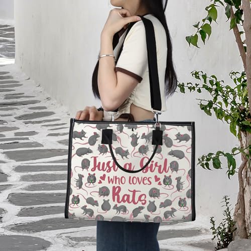 LEVLO Funny Rat Cosmetic Bag - Animal Lover Gift, Just A Girl Who Loves Rats Makeup Zipper Pouch for Women Girls (Rats LT)