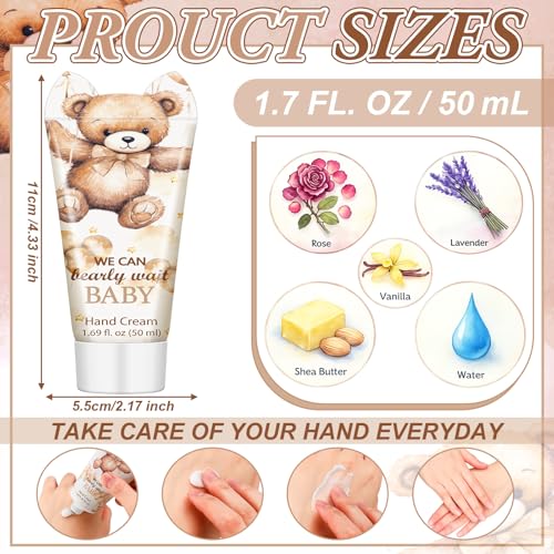 25 Pack We Can Bearly Wait Baby Shower Hand Cream Bulk Bear Baby Shower Favors for Guests Travel Size Hand Lotion Bulk for Gender Reveal Favors Souvenirs Bags Stuffers Appreciation Thank You Gifts