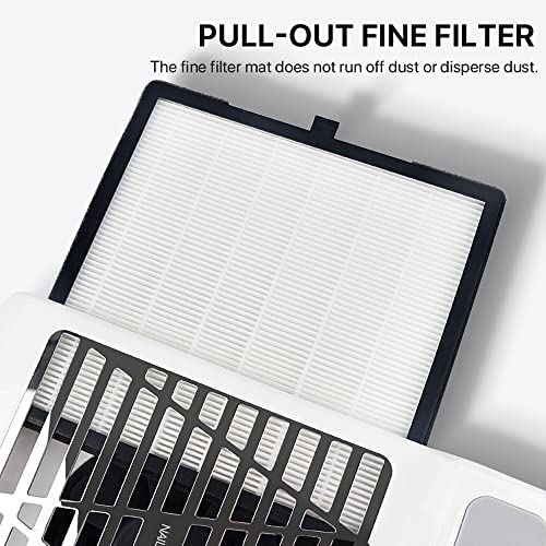 Nail Dust Collector- 4 in 1 Nail Dust Collector for Acrylic Nails-Electric Nail Drill 35000 RPM -80W Dust Collector for Nails - LED Table Light -GLHDDL-for Nail Salon and Everyday Home Use