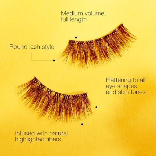 Salon Perfect Lashes False Eyelashes Airy & Bright 645 - Natural Eye-Brightening Effect, Highlighted Fibers, Reusable Lash Extensions, 2 Pairs