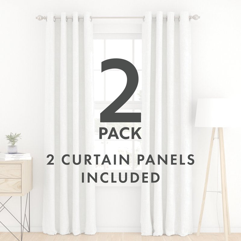 Energy Saving Linen Blend Curtain Panel - Thermal Insulated Grommet Style - 50x84 inches - Pack of 2