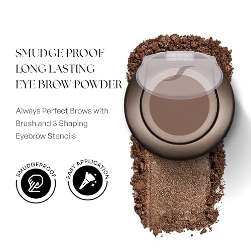 SORM? Smudge Proof Long Lasting Eye brow Powder for Women - Always Perfect Brows with Brush and 3 Shaping Eyebrow Stencils (Fine, Medium, Full) - Finest Color Pigment Eyebrow Filler - Soft Smoke