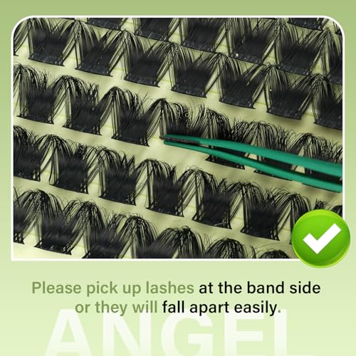 KEYYOU LASH clusters 144Pcs D Curl Angel Eyelash Extension Thick Wispy Natural Band Lash with Waterproof DIY Lash Extension at Home£¨Angel A05-D-8-18MIX£©