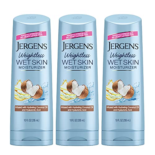 Jergens Wet Skin Body Moisturizer With Coconut Oil, In Shower Lotion For Dry Skin 10 Fl Oz & Wet Skin Body Moisturizer with Shea Butter Oil, Pure Shea Butter In Shower Lotion