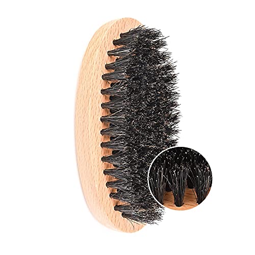 Beard Brush and Comb Set, Boar Bristle Hair Beard Brush Kit with Small Leather Travel Toiletry Bag Case for Men, Include Men's Wooden Mustache Comb