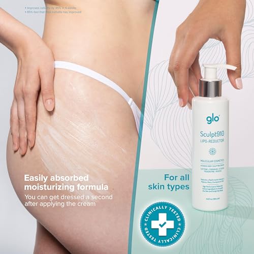 Glo Sculpt910 Cellulite Remover Cream - Advanced Anti-Cellulite Cream with Nanotechnology for Fast Cellulite Treatment, Skin Firming and Tightening Lotion - Targets Arms, Thighs, Butt, Hips and Belly