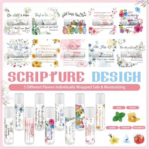 30 Pack Christian Gifts Bulk for Women Men Religious Lip Balms Bulk Church Party Favors Christmas Party Gifts Stocking Stuffers Bible Verse Study Supplies for Employee Staff Coworkers