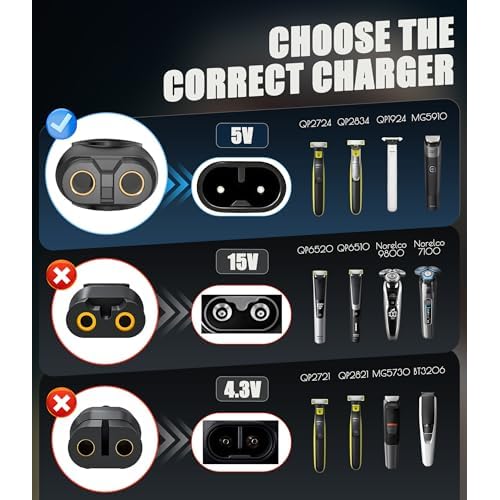 3 Packs 5V USB Charger Compatible with Philips One Blade 360 ??QP2834 QP2824 QP4631, QP1924, One Blade Pro 360 QP6552 QP6652, MG7962 MG7950, S5898 Electric Shaver Trimmer Charging Cable [5V]