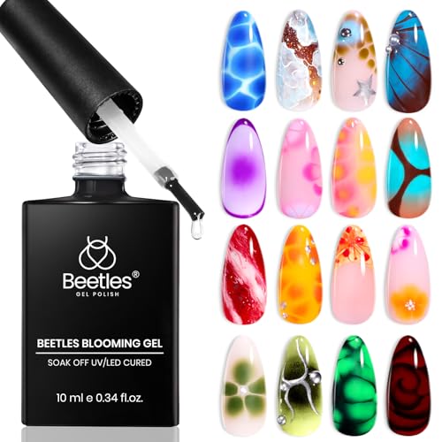 Beetles 110 PCS Gel Nail Polish Set, 100 Colors Infinite Inspiration All Season Red Brown Green Blac with Blooming, Clear Uv Led Blossom for Spreading Effect Marblee