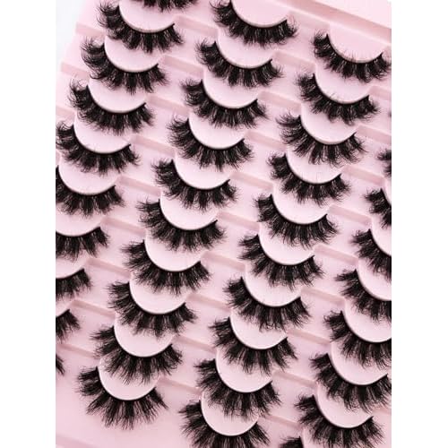 DIY Eyelash 3D Artificial Mink False Eyelashes 20 Pairs - Wholesale Fluffy Long Thick Lashes, Natural Look Imitation Mink, Reusable Makeup Eyelashes (ja-08)
