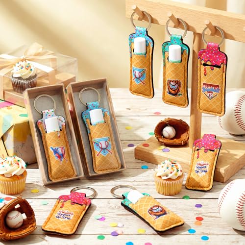 50 Set Ice Cream Drip Baseball Party Favors Gifts Bulk, Baseballs Drip Ice Cream Lip Balms with Lipstick Holder Gifts for Dripping Softball Sports Team Birthday Inspirational for Teen Adults