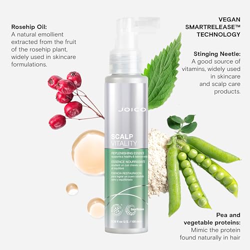 Joico Scalp Vitality Replenishing Essence | Supports A Healthy & Balanced Scalp | For Dry, Tight and Itchy Scalp | Hydrate & Nourish | Leaves Scalp Replenished & Calm | Cooling Sensation | 3.38 Fl Oz